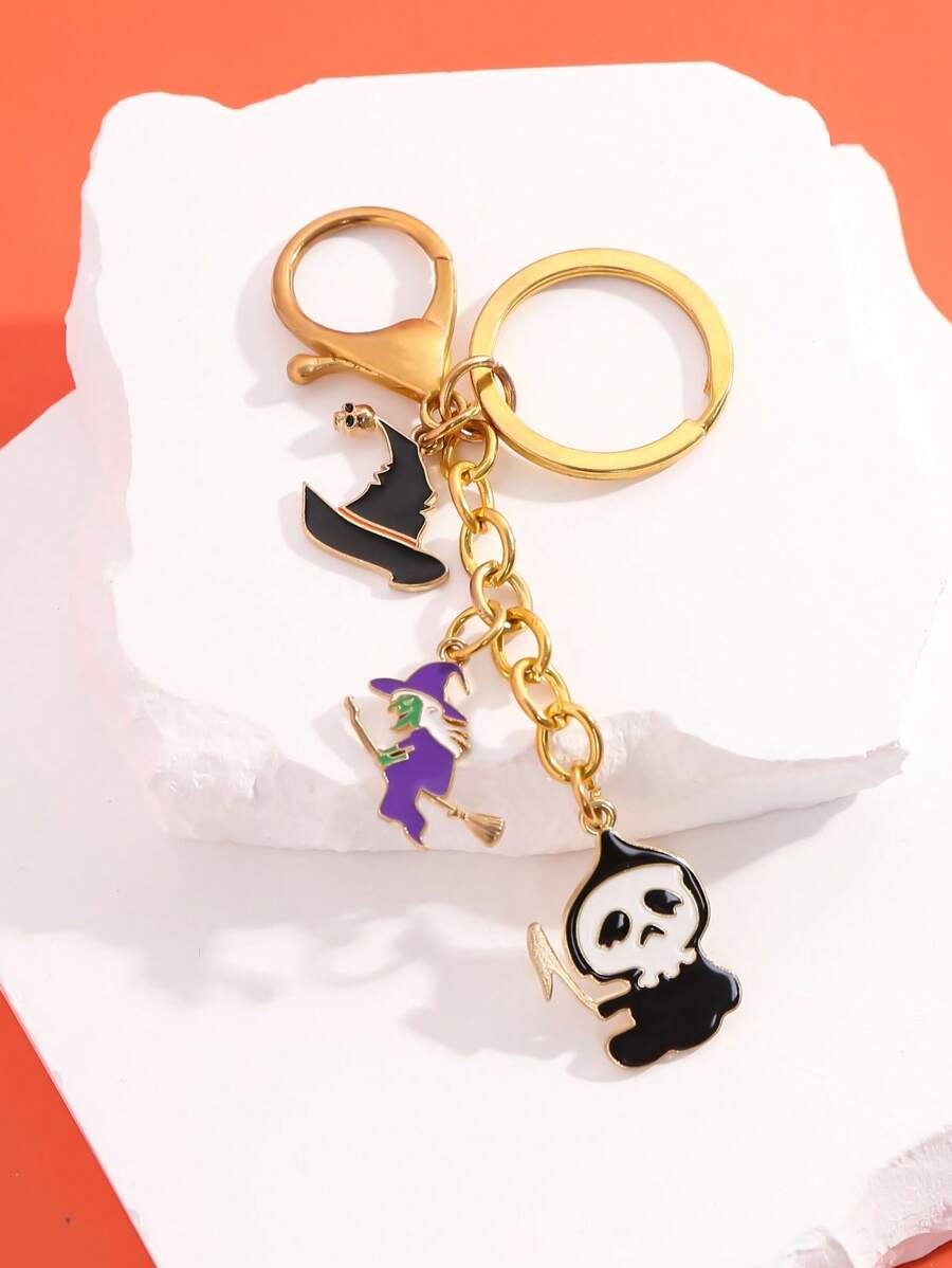 Ý tưởng quà tặng Giáng sinh cho móc khóa mũ phù thủy và ma Halloween - Vàng - Xem 1