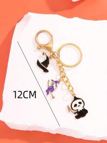 万圣节鬼魂与女巫帽子吊饰钥匙扣圣诞礼物创意 - 金色 - 查看 3