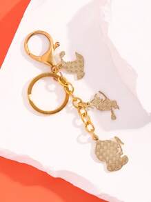 万圣节鬼魂与女巫帽子吊饰钥匙扣圣诞礼物创意 - 金色 - 查看 4