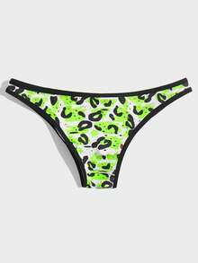 Men Graphic Print Contrast Binding Brief Sexy Underwear - Green - View 2