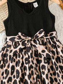 SHEIN Young Girl Leopard Print Belted Tank Jumpsuit - Multicolor - View 4