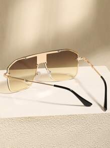 1 Pair Extra Large Metallic Frameless Fashion Glasses , Suitable For Summer Beach, Outdoor Activities And Travel - Ombre - View 3