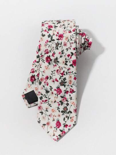 1 条男士花卉印花领带复古优雅领带装饰男士礼物情人节工作