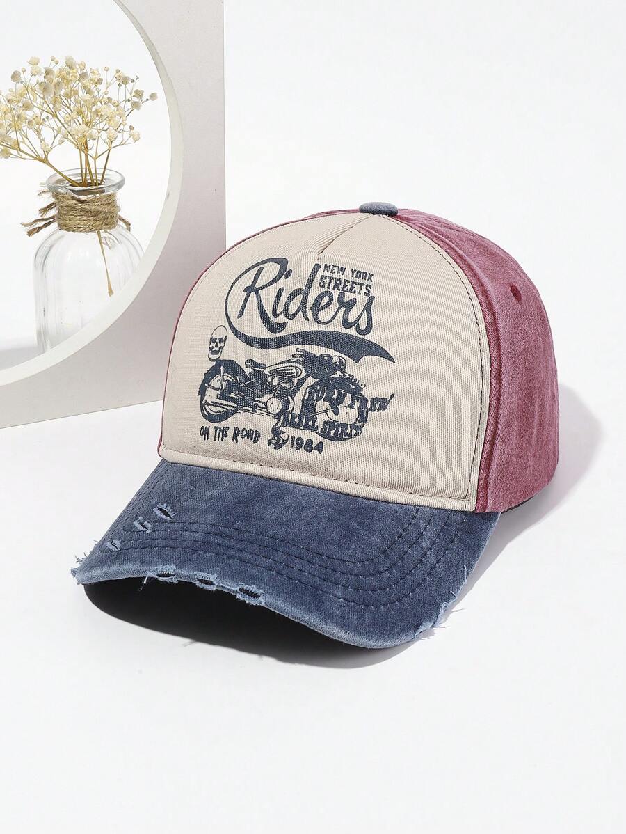 1入組男士新款多色塗鴉圖案拼貼帽子適用於日常,戶外,卡車司機 - 彩色 - 查看 1