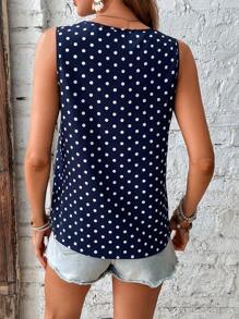 SHEIN Clasi 波點圖案無袖襯衫 - 藍白色 - 查看 2