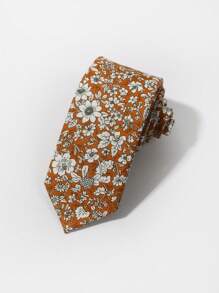 1pc Men Flower Print Fashionable Tie For Daily Decoration Casual Valentine's Day Valentines - Orange - View 1