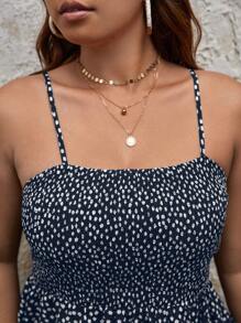 Dreamara Plus Ditsy Floral Print Cami Dress - Navy Blue - View 3