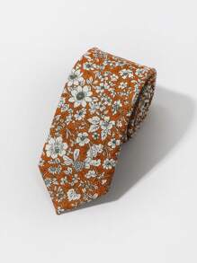 1pc Men Flower Print Fashionable Tie For Daily Decoration Casual Valentine's Day Valentines - Orange - View 3