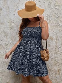 Dreamara Plus Ditsy Floral Print Cami Dress - Navy Blue - View 5