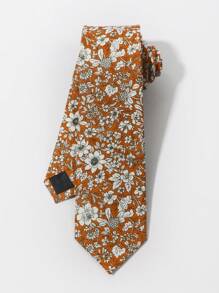 1pc Men Flower Print Fashionable Tie For Daily Decoration Casual Valentine's Day Valentines - Orange - View 4