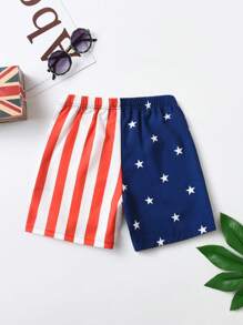 SHEIN Quần short bé trai Hình học Sọc Boho - Nhiều màu - Xem 2