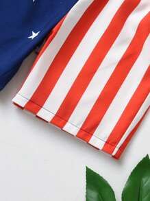 SHEIN Quần short bé trai Hình học Sọc Boho - Nhiều màu - Xem 3