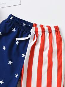 SHEIN Quần short bé trai Hình học Sọc Boho - Nhiều màu - Xem 4