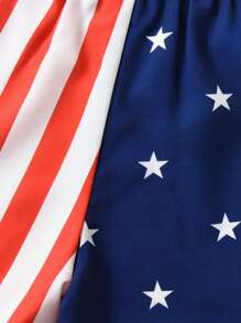 SHEIN Quần short bé trai Hình học Sọc Boho - Nhiều màu - Xem 5