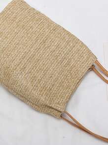 極簡草編包中等度假 - 卡其色 - 查看 2