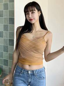 DAZY Áo khoác và áo lót dành cho xe tăng nữ màu trơn Giải trí - Màu vàng - Xem 7