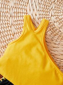 SHEIN Baby Girl Sunflower Print One Shoulder Romper