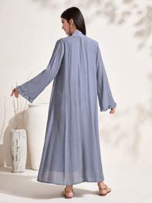 Al Najma 素色開門襟外套和小高領洋裝 - 霧霾藍 - 查看 2