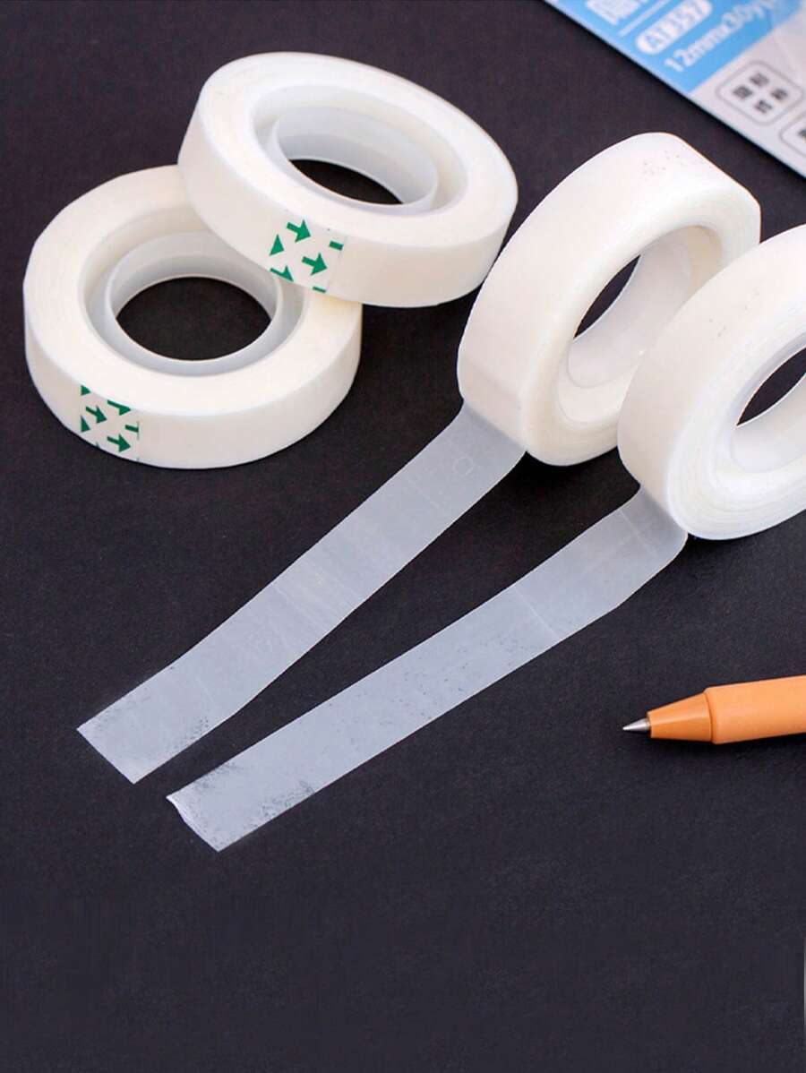 2rolls Solid Clear Adhesive Tape, Simple Multi-purpose Tape For Office, School, Home - White - View 1