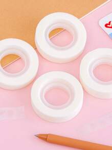 2rolls Solid Clear Adhesive Tape, Simple Multi-purpose Tape For Office, School, Home - White - View 3