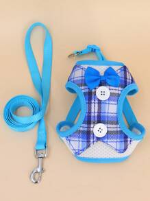 Supet 1 Nơ Trang Trí Họa Tiết Kẻ Sọc Dây Đai Thú Cưng & 1 Dây Xích Thú Cưng Cho Chó Mèo Ngoài Trời - Nhiều màu - Xem 1