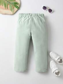 SHEIN Toddler Boys Solid Straight Leg Trousers - Mint Green - View 2