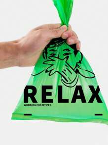 1 rollo Bolsa de heces de mascota con estampado de dibujos animados al azar para perro con gato para limpieza - Verde - Ver 4