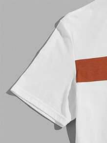 Manfinity ModaGents Men T-Shirts Fit Crew Neck Short Sleeve Graphic Tee Colorblock Casual Dad Summer Cotton
