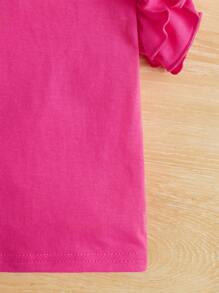 SHEIN Baby Girl Ruffle Trim Tee - Hot Pink - View 4