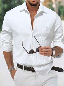 Manfinity Mode Hombres Abrigo unicolor con botón - Blanco - Ver 1