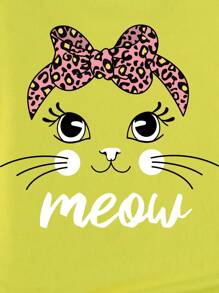 SHEIN LUNE Áo thun nữ Hoạt hình Lá thư Giải trí - Màu xanh chanh - Xem 4