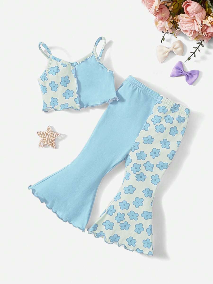 SHEIN Bộ đồ Em bé Xù nhỏ Hoa - Màu xanh nhạt - Xem 1