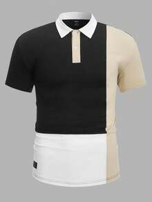 GENTILAND Men Colourblock Letter Patched Detail Polo Shirt - Multicolor - View 3