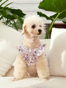 Designs by Breann 1入組花朵印花寵物連衣裙適用於狗狗和貓適合夏天 - 彩色 - 查看 3