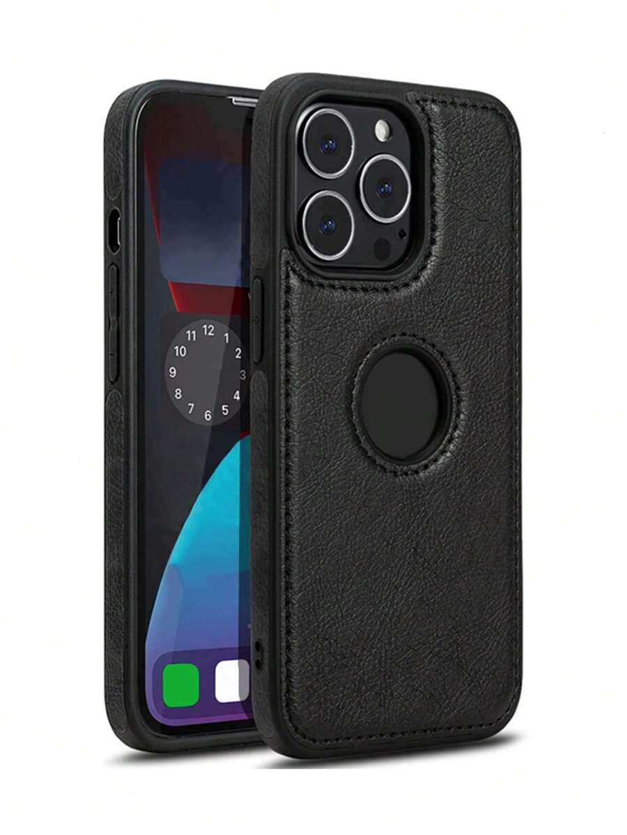 時髦皮革手機殼 - 黑色 - 查看 1