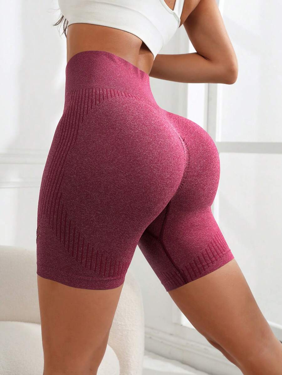 Yoga Basic Quần Shorts Thể thao Nữ màu trơn - Màu đỏ tím - Xem 1