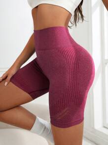 Yoga Basic Quần Shorts Thể thao Nữ màu trơn - Màu đỏ tím - Xem 4