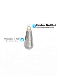 GOTURE 10pcs Fishing Sinker With Loop And Droplet Type Sinker, Suitable For Bottom Fishing With Sinker, Used For Sea Bass, Seawater And Freshwater Fishing Gear