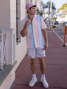 Manfinity Homme Men Ombre Button Up Shirt Without Tee - Multicolor - View 3