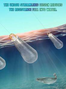 GOTURE 10pcs Fishing Sinker With Loop And Droplet Type Sinker, Suitable For Bottom Fishing With Sinker, Used For Sea Bass, Seawater And Freshwater Fishing Gear