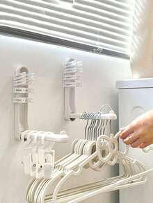 1 pieza Estante de almacenamiento para colgar ropa multifuncional - Blanco - Ver 6