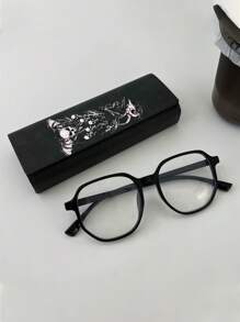 ROMWE Goth 1pc Women Skull Pattern Fashionable Glasses Case For Daily Life - Multicolor - View 1