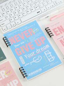 1入復古風格英文學生筆記本,pp封面,不沾手感 - 藍色 - 查看 1