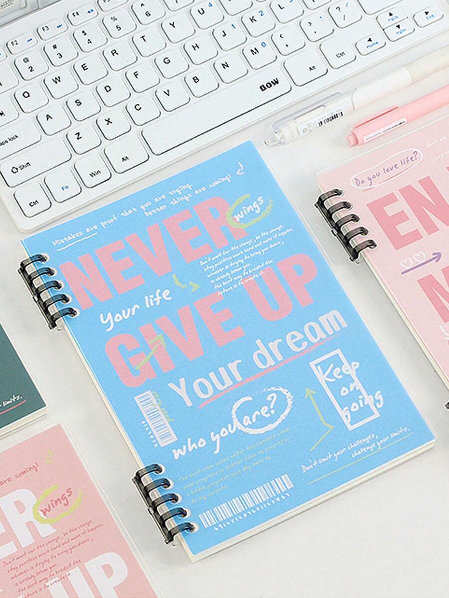 1入復古風格英文學生筆記本,pp封面,不沾手感 - 藍色 - 查看 1