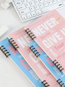 1入組復古英文學生規格活頁筆記本,搭配pp封面,適用於辦公室 - 粉色 - 查看 3