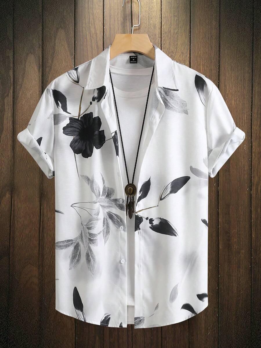 Manfinity RSRT Men Floral Print Shirt Without Tee - White - View 1