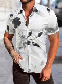 Manfinity RSRT Men Floral Print Shirt Without Tee - White - View 3