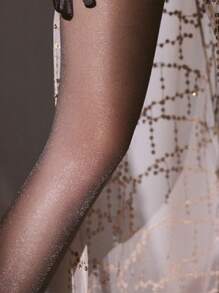 Glitter Fashion Tights - Black - View 4