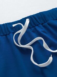 Aesthetic Post 男士鬆身對比側縫落肩t恤和束口運動褲 - 藍色 - 查看 6