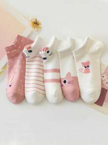 5pairs Cartoon Graphic Ankle Socks - Multicolor - View 1